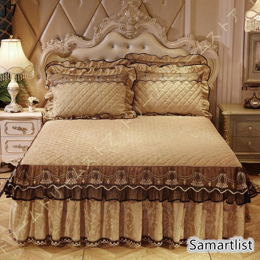 掛け布団カバー クイーンサイズ ベッドカバー シングル 単品売り ベッドスカート セミダブル フリル 花柄 レトロ マットレスカバー 姫系