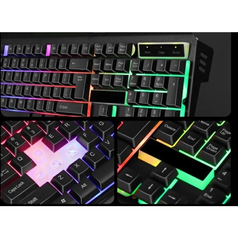 ゲーミング キーボード マウス キーマウ セット USB 有線 レインボー