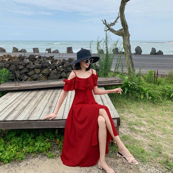 ロングワンピース ワンピース 赤 マキシワンピース 夏 レディース 送料