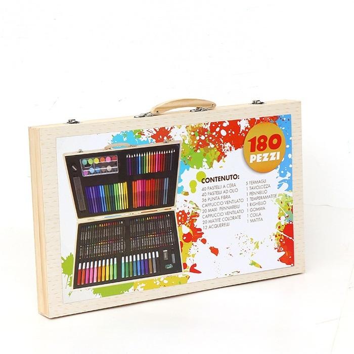 絵の具 色鉛筆 クレヨン 画材 ケース入り お絵かきセット 色鉛筆 クレヨン 水性ペン 送料無料 180ピース