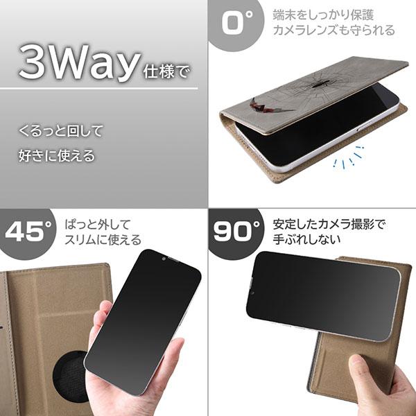 スマホケース 手帳型 汎用 各種スマートフォン対応 マーベル FLEX むら染めレザー M デッドプールとセリフ カバー スマホケース｜smartphone-goods｜05