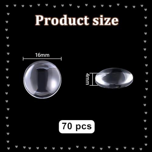 PandaHall クリア ガラス カボション 16mm 半円ドーム 70個セット ラウンドビーズ 透明 クリスタル 拡大レンズ効果 DIY ジ |  | 01