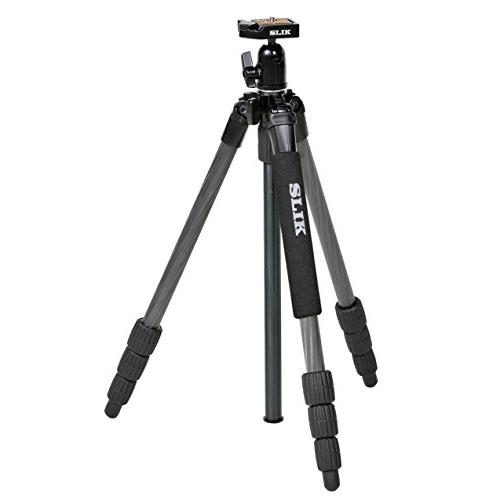 SLIK カーボン三脚 ライトカーボン E54 4段 ナットロック式 19mmパイプ径 自由雲台クイックシュー式 106976 | 