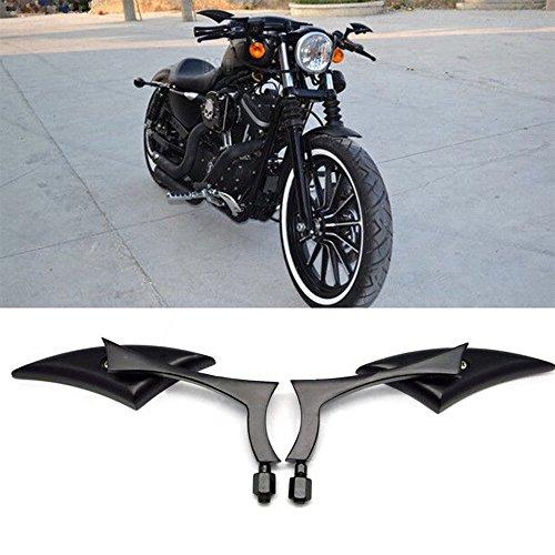 バイクミラー 10mm 8mm 正ネジ 逆ネジ付き アルミ製 ブラック 翼 調整