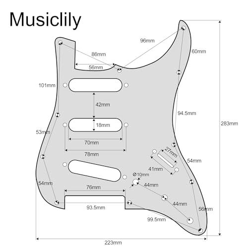 Musiclily Basic SSSストラトキャスター用配線済みピックガード搭載HOT RAILS シングルサイズハムバッカーSTストラトエレ |  | 01