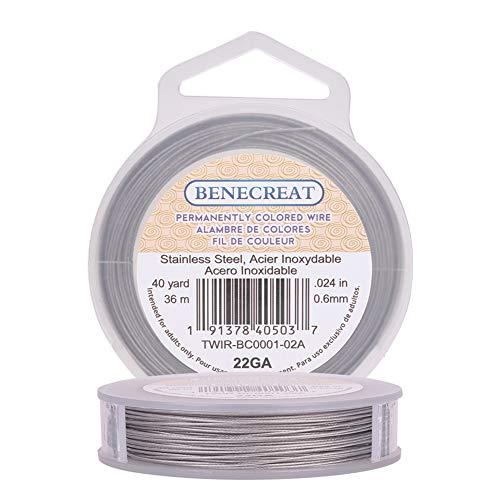 BENECREAT 36m/巻き線径0.6mmクラフトワイヤー ナイロン塗装 ステンレスワイヤー ビーズ通し アクセサリー作り 手工芸 | 