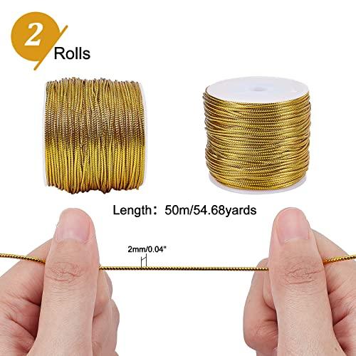 PH PandaHall 約50m/巻 直経約2mm 2巻きセットメタリックコード メタリック線 細い紐 糸 アクセサリー用紐 糸通しコード ジ |  | 01