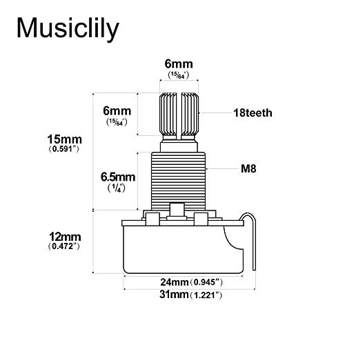 Musiclily Pro ギターポットミリ規格 250KΩ Bカーブ 15mm ブラスシャフトエレキギター/ベース用 (4個セット） |  | 01