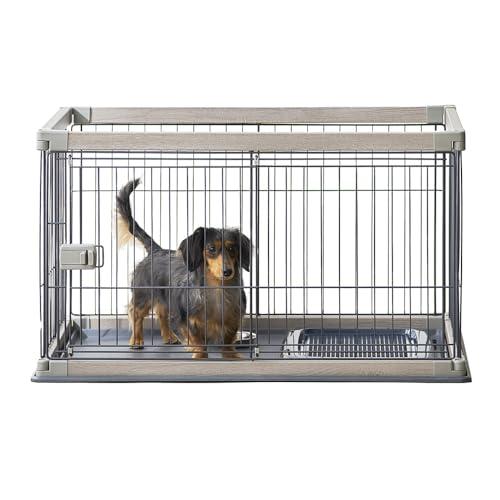アイリスオーヤマ 犬 組み立て簡単 サークル ウッディサークル ロータイプ アッシュグレー 小型犬用 幅97.5×奥行66.5×高さ55.5cm | 