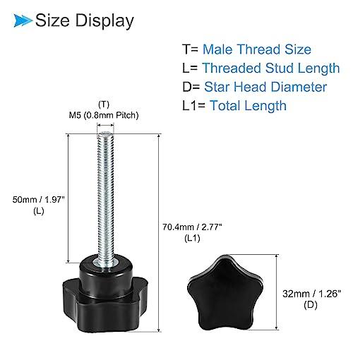 CoCud スタークランプノブ M5 x 50mmオススレッド 32mm ヘッダ プラスチック製親指 スクリューグリップハンドノブ ねじ付きボル |  | 01