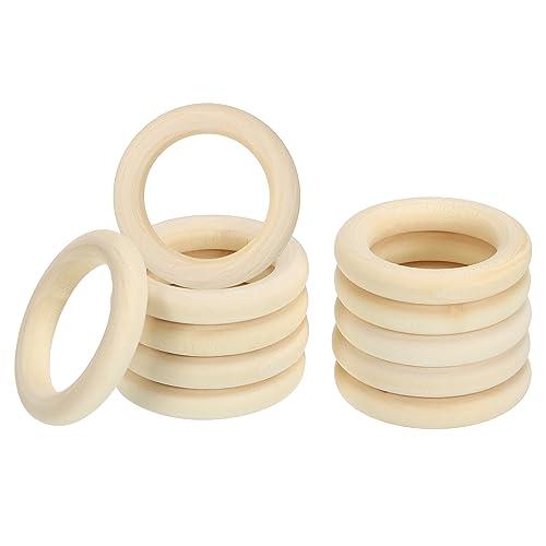 PATIKIL 40mm 工芸品用の木製リング 15個入り 天然木リング 未加工木製 サークル ペンダントコネクタ ジュエリー マクラメ DIY | 