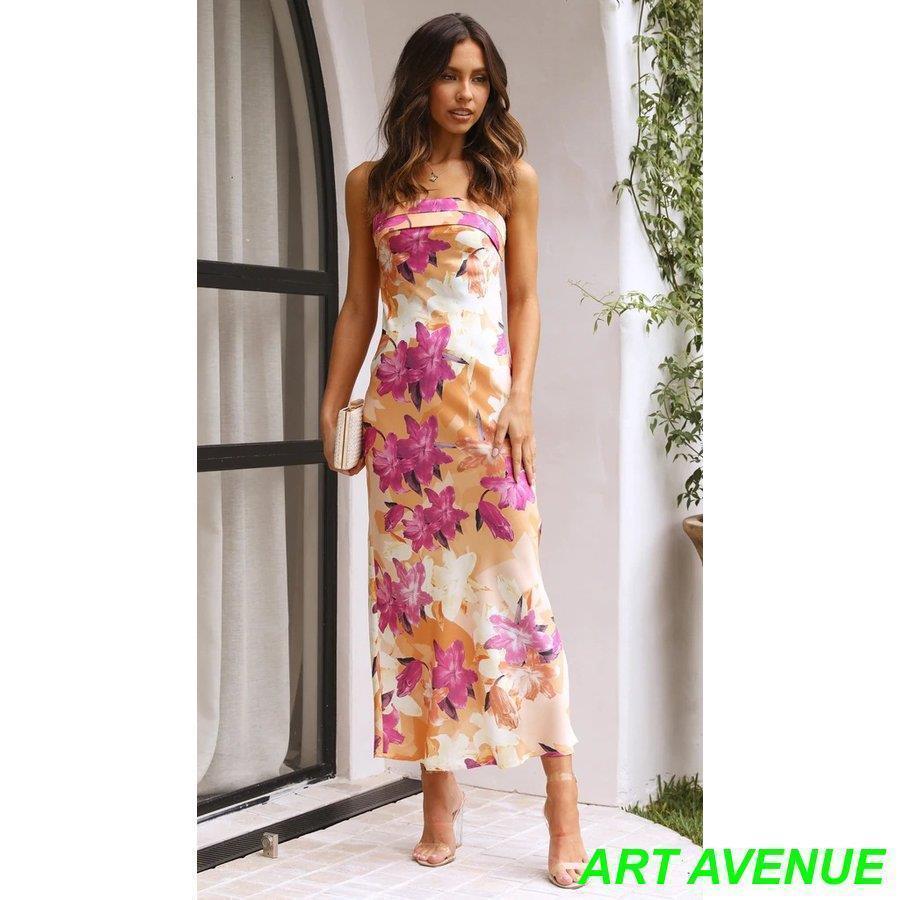 手作りムームーフラダンス用花柄ロングドレス