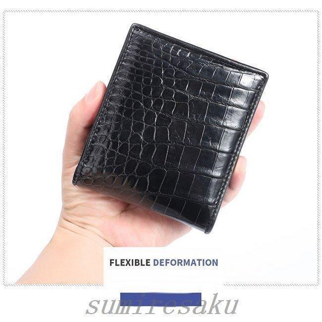 クロコダイル二つ折り財布メンズレディースクロコダイルミニ財布ワニ革