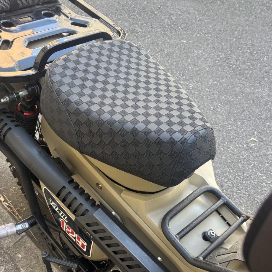 HONDA CT125 ハンターカブ レトロ カスタムシート チェッカーパターン ブラック ブラウン 市松柄 JA55 JA65 Hunter Cub_2
