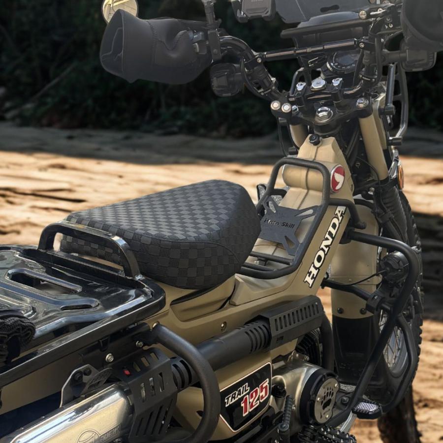 HONDA CT125 ハンターカブ レトロ カスタムシート チェッカーパターン ブラック ブラウン 市松柄 JA55 JA65 Hunter Cub_4