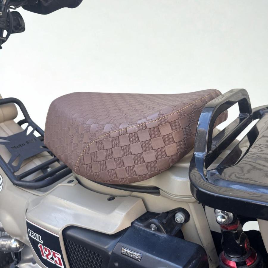 HONDA CT125 ハンターカブ レトロ カスタムシート チェッカーパターン ブラック ブラウン 市松柄 JA55 JA65 Hunter Cub_6
