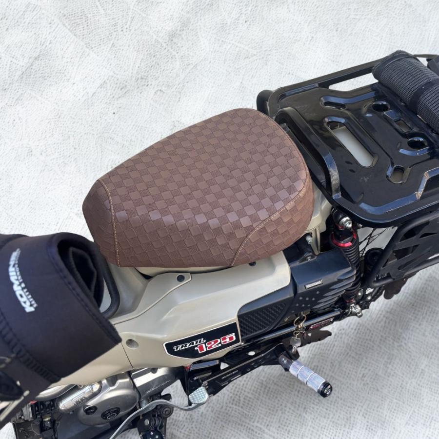 HONDA CT125 ハンターカブ レトロ カスタムシート チェッカーパターン ブラック ブラウン 市松柄 JA55 JA65 Hunter Cub_7