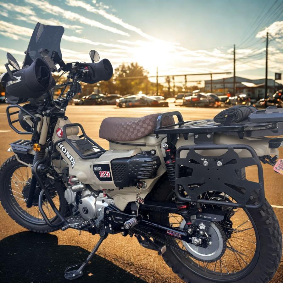 HONDA CT125 ハンターカブ レトロ カスタムシート チェッカーパターン ブラック ブラウン 市松柄 JA55 JA65 Hunter Cub_8