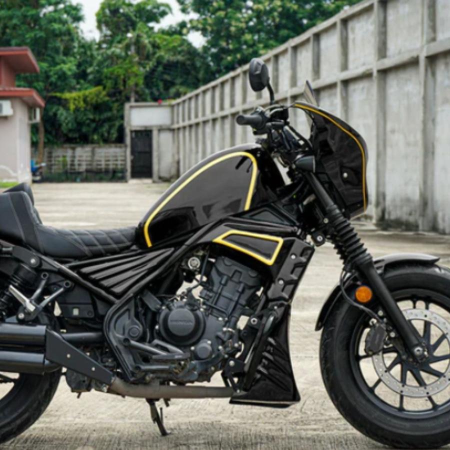 MAXNUS レブル250 カスタム 外装 8ピース フルカウルキット ブラック×ゴールドライン HONDA Rebel250 (MC49) 2017〜2024対応の画像