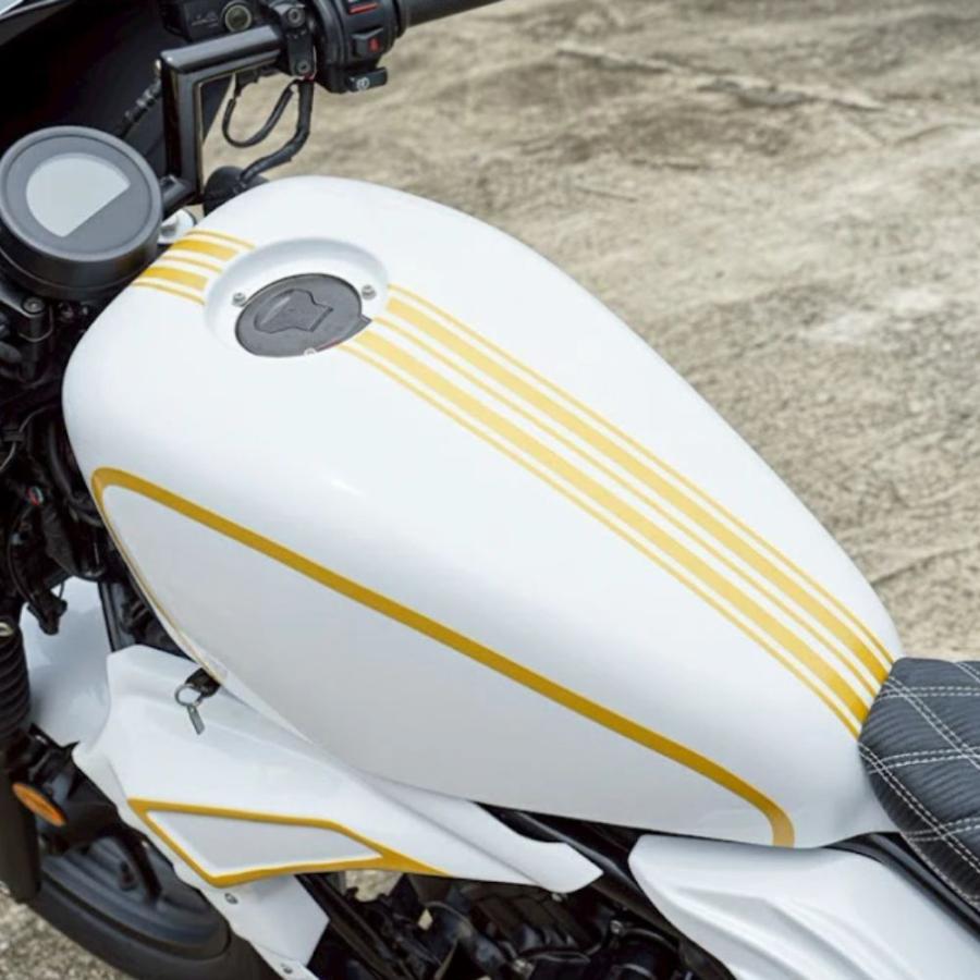 MAXNUS レブル250 カスタム 外装 8ピース フルカウルキット ホワイト×ゴールドライン HONDA Rebel250 (MC49) 2017〜2024対応の画像