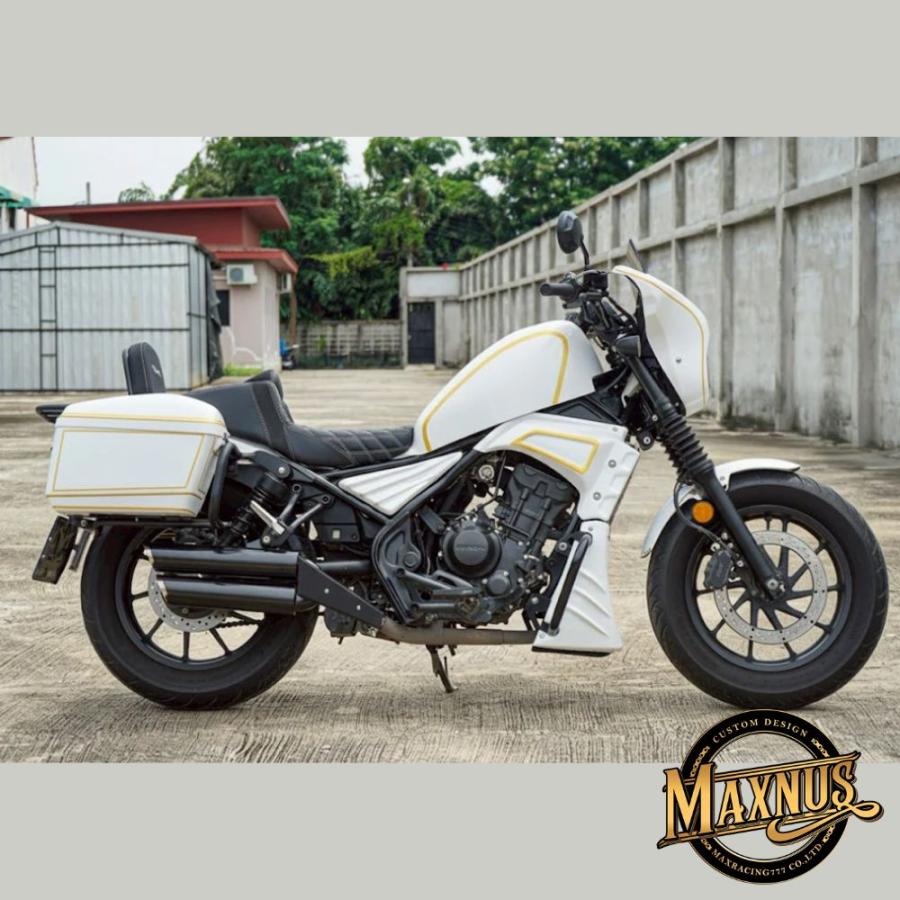 MAXNUS レブル250 カスタム 外装 8ピース フルカウルキット ホワイト×ゴールドライン HONDA Rebel250 (MC49) 2017〜2024対応の画像