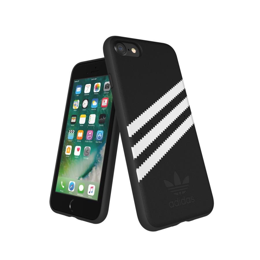 アディダス adidas iPhone se ケース (第二世代) iPhone8 ケース iPhone6 iPhone7 耐衝撃 TPU スエード素材 x 3ストライプ ブラック / ホワイト 黒 ブランド｜smartstyle-select