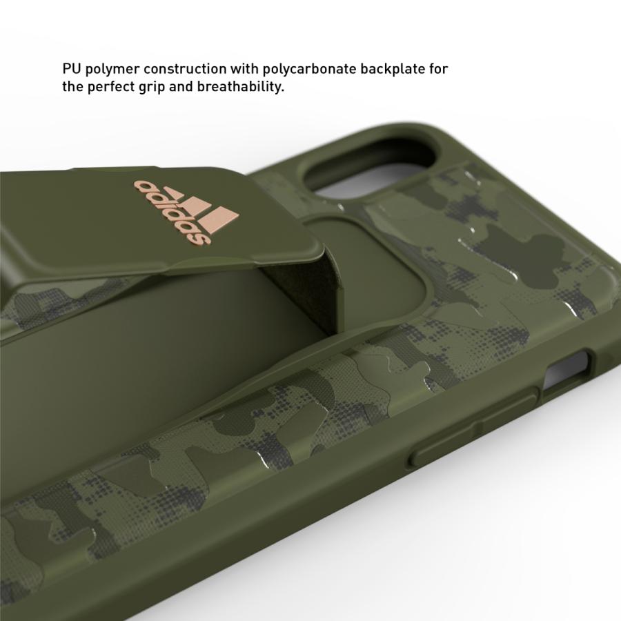 adidas アディダス iPhone X / iPhone XS ケース スマホケース グリップバンド付き スタンド機能 耐衝撃 カモ柄 オリーブカラー おしゃれ スマホカバー ブランド | adidas | 04