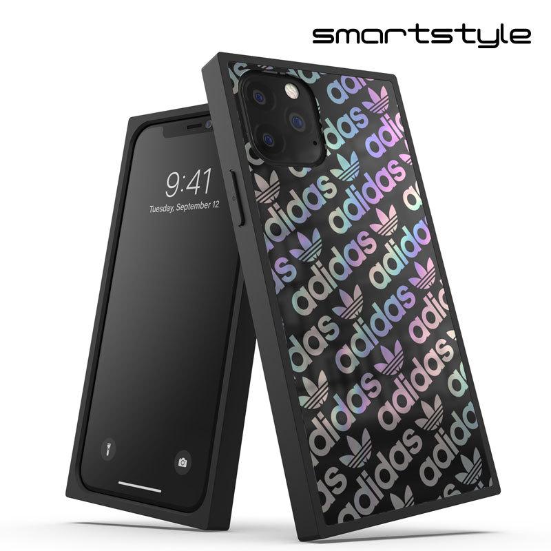 【処分品につき返品不可】adidas アディダス iPhone 11 Pro ケース スマホケース 耐衝撃 TPU スクエアケース ブラック x ホログラフィック 黒 おしゃれ ブランド | adidas Originals