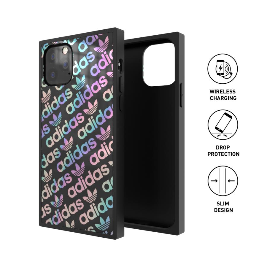【処分品につき返品不可】adidas アディダス iPhone 11 Pro ケース スマホケース 耐衝撃 TPU スクエアケース ブラック x ホログラフィック 黒 おしゃれ ブランド | adidas Originals | 01