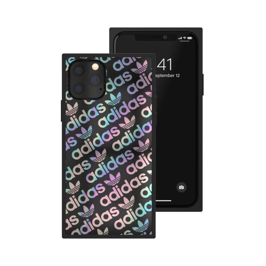 【処分品につき返品不可】adidas アディダス iPhone 11 Pro ケース スマホケース 耐衝撃 TPU スクエアケース ブラック x ホログラフィック 黒 おしゃれ ブランド | adidas Originals | 03