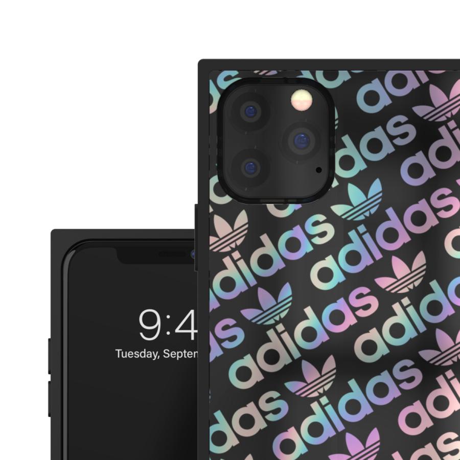 【処分品につき返品不可】adidas アディダス iPhone 11 Pro ケース スマホケース 耐衝撃 TPU スクエアケース ブラック x ホログラフィック 黒 おしゃれ ブランド | adidas Originals | 05