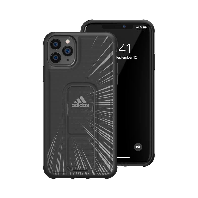 送料無料 adidas アディダス スマホケース iPhone ケース グリップバンド付き スタンド機能 耐衝撃 ［ ブラック 黒 グレー ］ | adidas | 05
