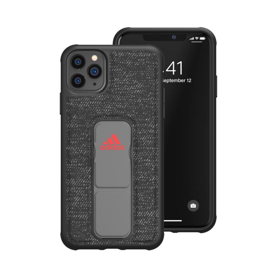 adidas アディダス iPhone 11 Pro Max ケース スマホケース グリップバンド付き スタンド機能 スポーツ仕様 耐衝撃 ブラック/レッド おしゃれ ブランド | adidas | 03