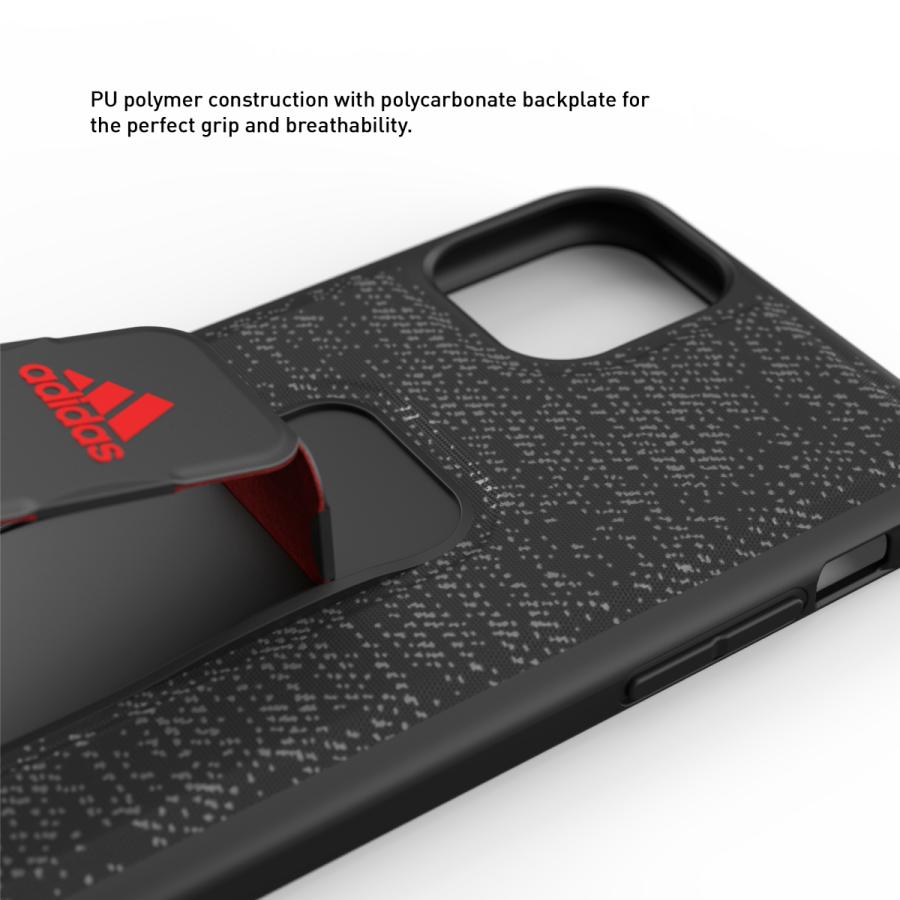 adidas アディダス iPhone 11 Pro Max ケース スマホケース グリップバンド付き スタンド機能 スポーツ仕様 耐衝撃 ブラック/レッド おしゃれ ブランド | adidas | 04
