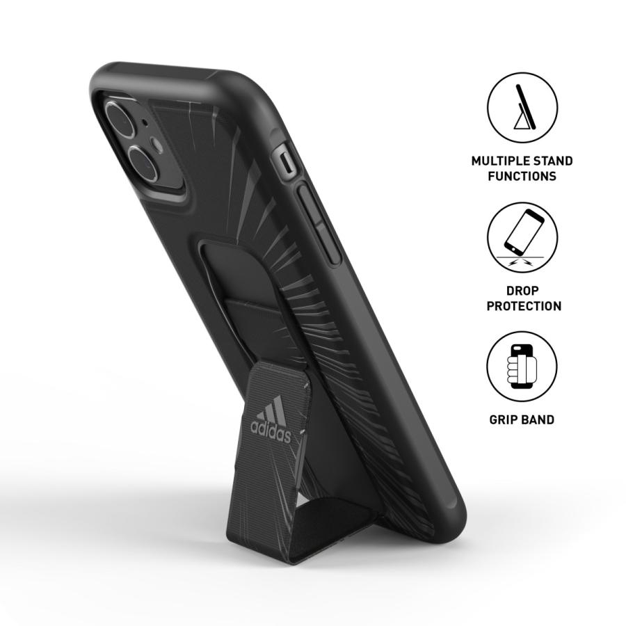 adidas アディダス iPhone 11 ケース スマホケース グリップバンド付き スタンド機能 耐衝撃 SS20 ブラック おしゃれ スマホカバー ブランド | adidas | 01