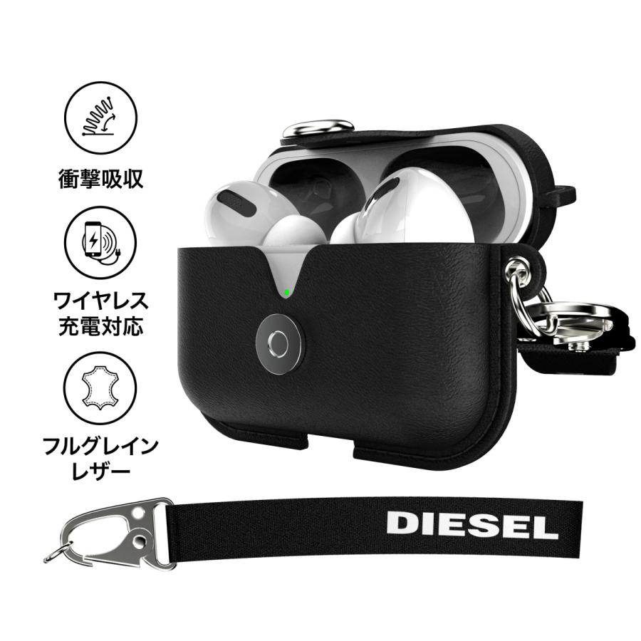 送料無料 DIESEL AirPods 第3世代 / AirPods Pro 第1&第2世代 ケース プレミアムレザー レザーケース 本革 付属クリップ [ ブラック 黒 レッド 赤 ]｜smartstyle-select｜03