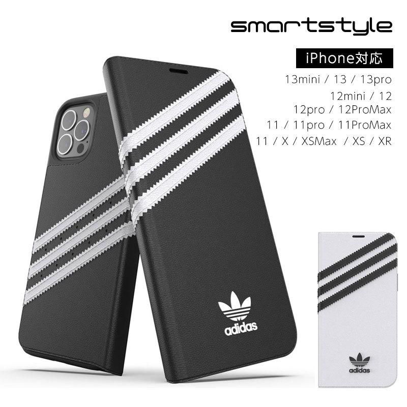 アディダス adidas iPhone13 ケース iphone12 ケース iPhone11 ケース iPhone12 mini 手帳型 スマホケース おしゃれ 耐衝撃 SAMBA 黒 白 ロゴ ブランド｜smartstyle-select