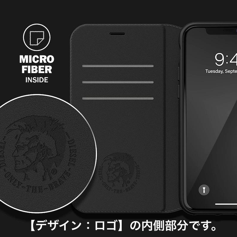 DIESEL ディーゼル iPhone14 iPhone13 ケース iPhone12 ケース iPhone se ケース 手帳型 iPhone13 / 12 mini スマホケース 耐衝撃 TPU ブランド ラージロゴ 黒｜smartstyle-select｜07