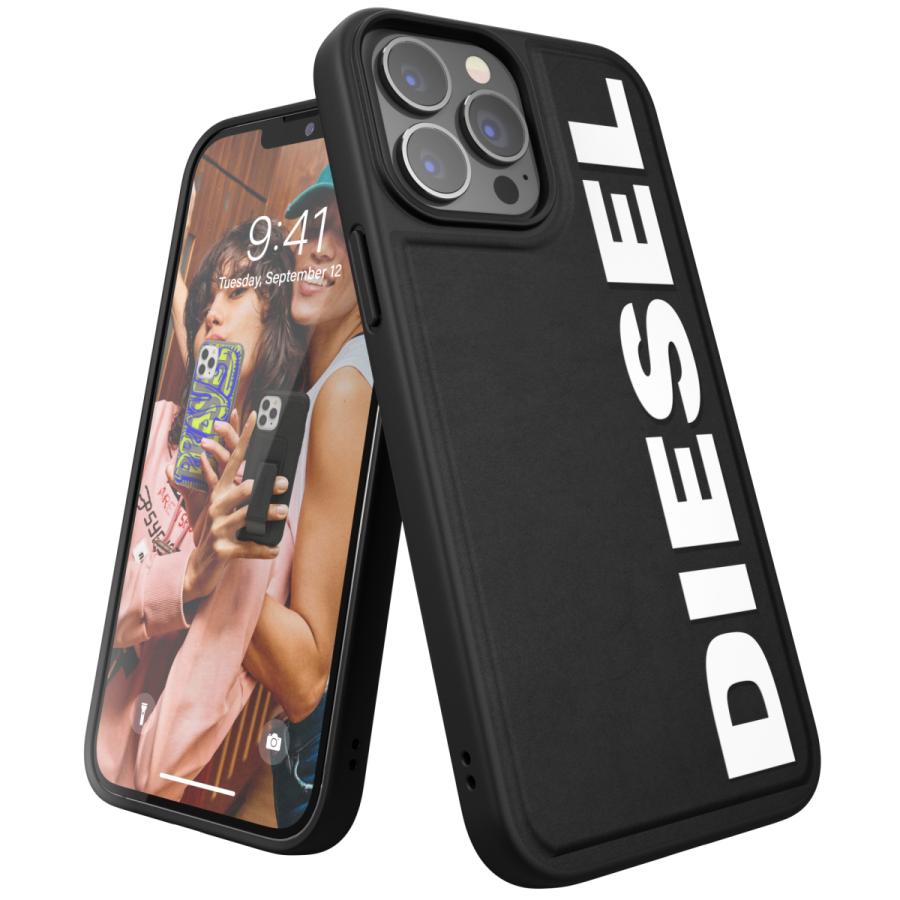 DIESEL ディーゼル iPhone 13 Pro Max ケース スマホケース アイフォン カバー 耐衝撃 TPU ロゴ ラバープリント ブラック / ホワイト 黒 おしゃれ ブランド｜smartstyle-select