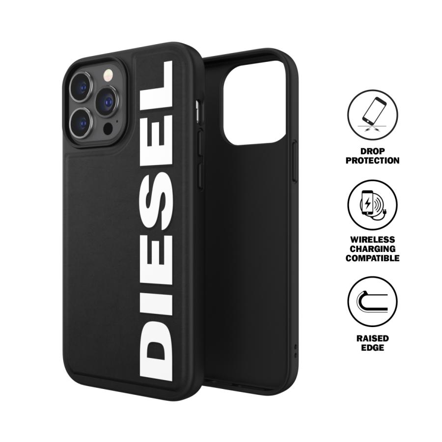 DIESEL ディーゼル iPhone 13 Pro Max ケース スマホケース アイフォン カバー 耐衝撃 TPU ロゴ ラバープリント ブラック / ホワイト 黒 おしゃれ ブランド｜smartstyle-select｜02