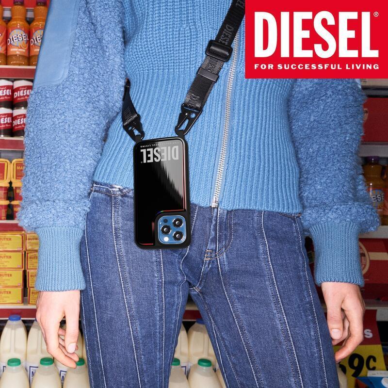 DIESEL ディーゼル iPhone 13pro 13 Pro Max ケース アイフォン カバー スマホケース ネックレスケース グラフィック 耐衝撃 TPU ブランド ロゴ [ブラック 黒 ]｜smartstyle-select｜12