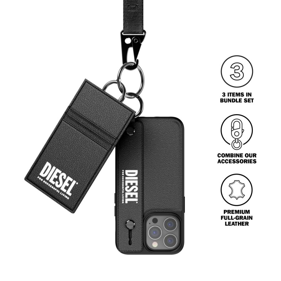 DIESEL iPhone 13 Pro 6.1インチ ケース スマホスタンド カードケース付きハンドストラップセット FW21 （ディーゼル iPhone13pro, ブラック） ブランド | DIESEL | 01
