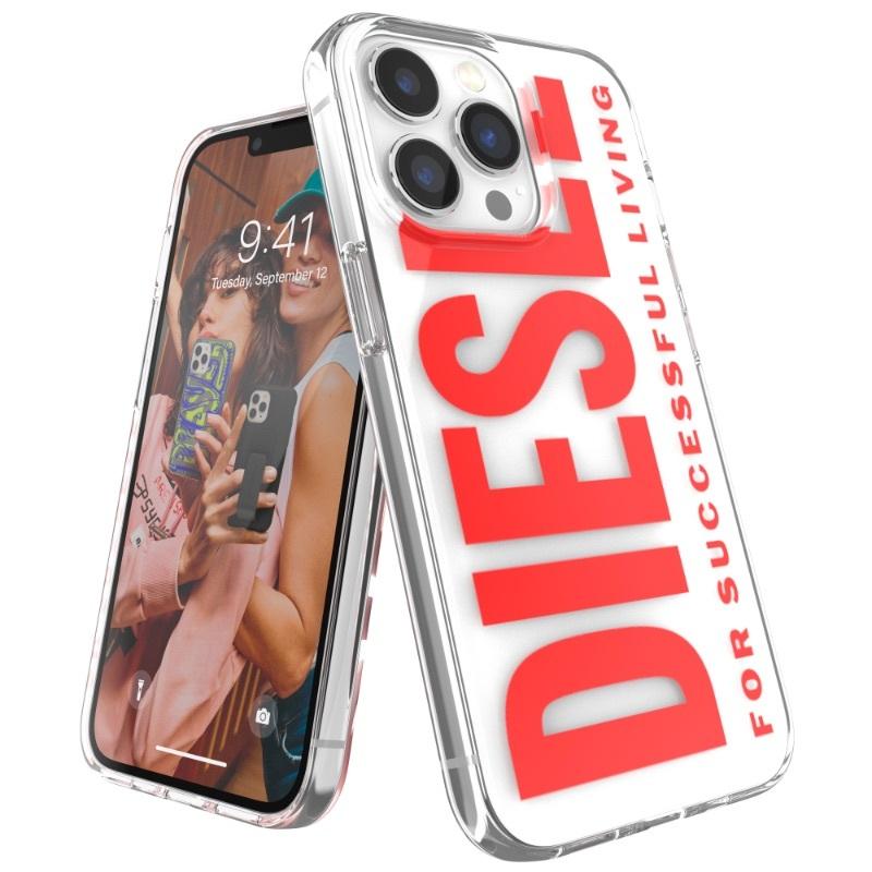 送料無料 DIESEL ディーゼル iPhone 13 Pro ケース スマホケース クリアケース クリア 耐衝撃 TPU ロゴ プリント [ホワイト 白/レッド 赤] おしゃれ ブランド｜smartstyle-select