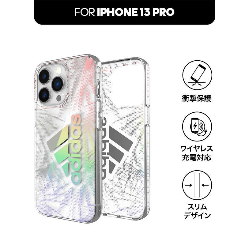 adidas アディダス iPhone13 iPhone13pro Max Mini ケース クリアケース 保護ケース 透明 スポーツ おしゃれ ブランド ロゴ 落下 耐衝撃 TPU パームツリー ホロ | adidas | 01