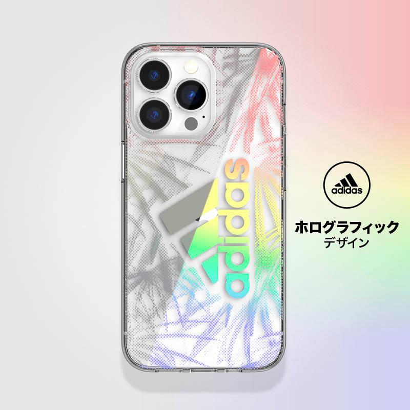 adidas アディダス iPhone13 iPhone13pro Max Mini ケース クリアケース 保護ケース 透明 スポーツ おしゃれ ブランド ロゴ 落下 耐衝撃 TPU パームツリー ホロ | adidas | 04