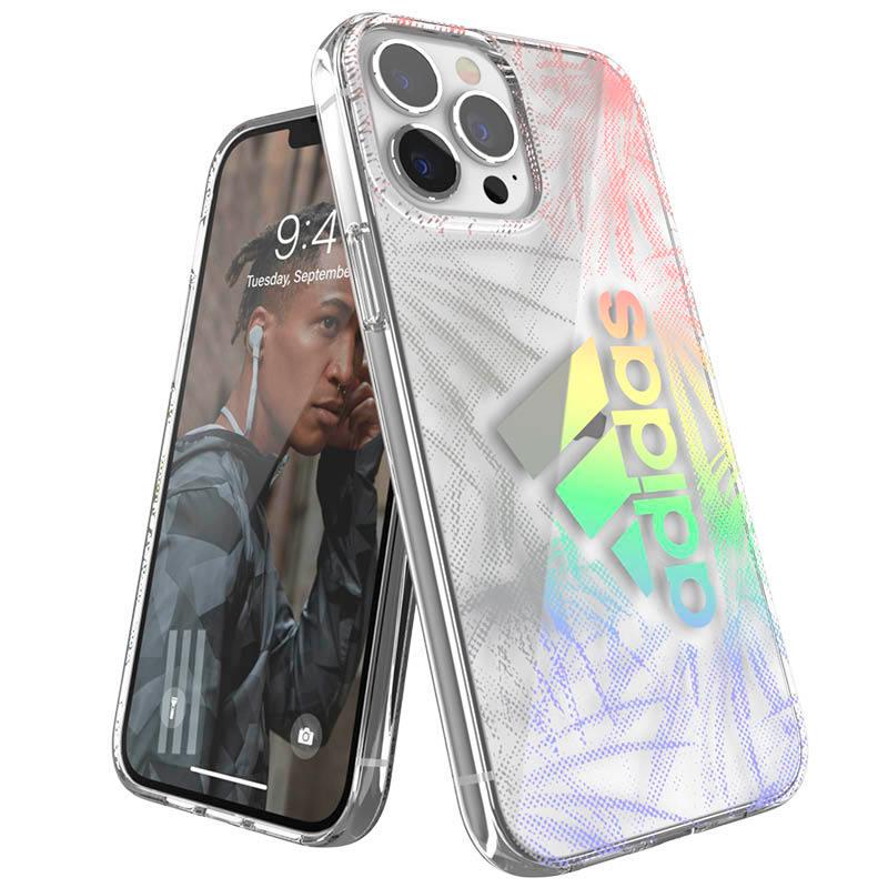 adidas アディダス iPhone13 iPhone13pro Max Mini ケース クリアケース 保護ケース 透明 スポーツ おしゃれ ブランド ロゴ 落下 耐衝撃 TPU パームツリー ホロ | adidas | 07