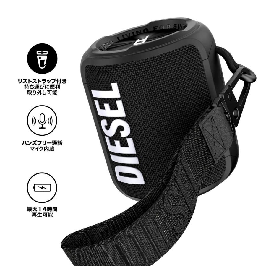 DIESEL ディーゼル Bluetooth ワイヤレススピーカー ワイヤレス 防水 重低音 最大14時間音楽再生 リストストラップ付 ブラック おしゃれ ブランド｜smartstyle-select｜03