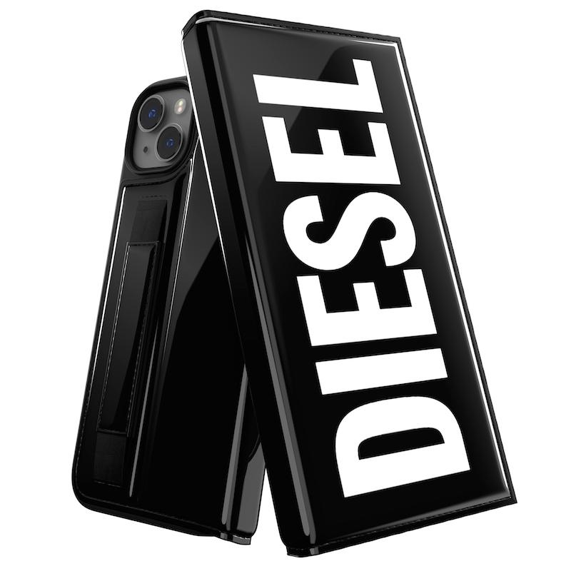 DIESELディーゼル iPhone14Plusケースブラック ロゴスマホカバー DIESEL（ディーゼル） 送料無料 iPhone 14 Plus 手帳型 アイフォン