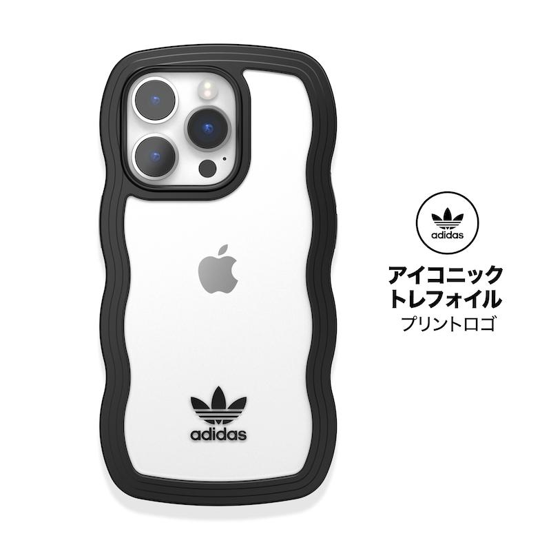 送料無料 adidas アディダス iPhone 14 Pro ケース クリアケース ウエーブ ロゴ 波 [ クリア 透明 / ブラック 黒 ] 人気 ブランド おしゃれ かわいい ギフト | adidas Originals | 04