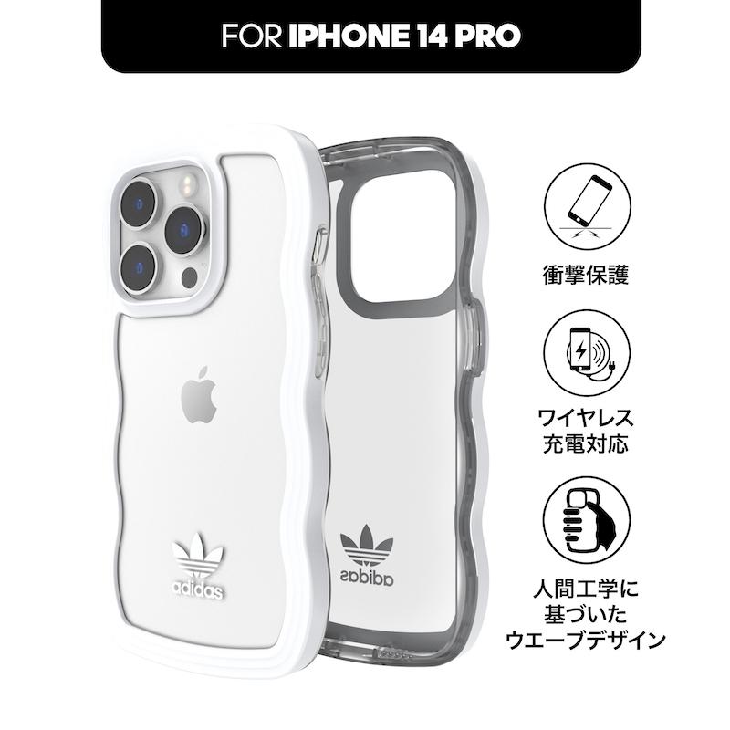 送料無料 adidas アディダス iPhone 14 Pro ケース クリアケース ウエーブ ロゴ 波 [ クリア 透明 / ホワイト 白 ] 人気 ブランド おしゃれ かわいい ギフト | adidas Originals | 01